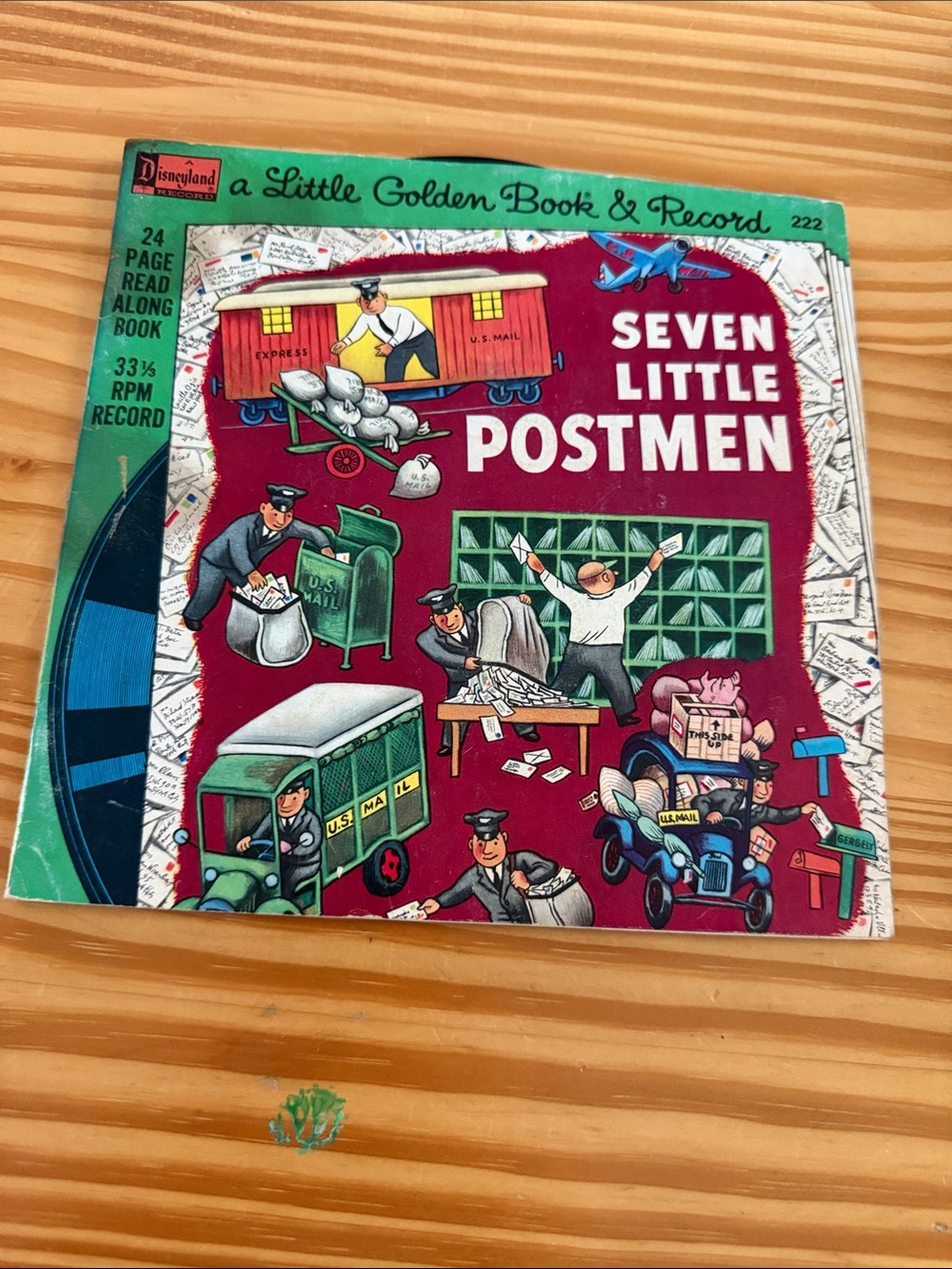 Vintage Little Golden Book Seven Little Postmen + Bonus Eddie Rabbitt 45 Record